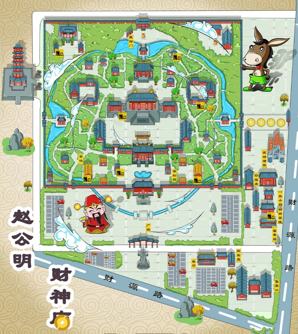 彭州寺庙类手绘地图