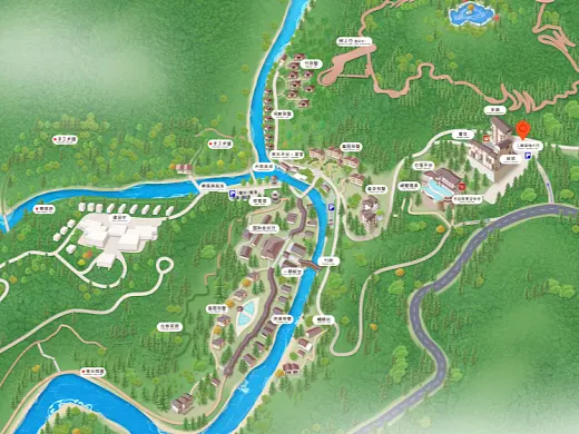 彭州结合景区手绘地图智慧导览和720全景技术，可以让景区更加“动”起来，为游客提供更加身临其境的导览体验。