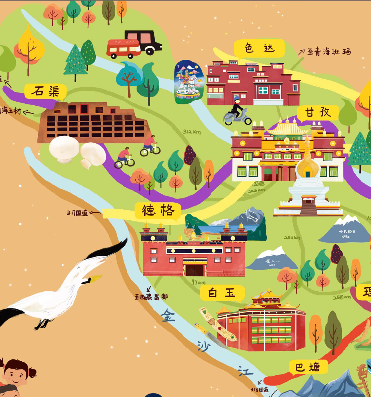 彭州手绘地图景区的文化宝库